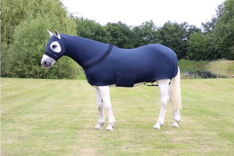 Hy Equestrian Lycra Flex Rug With Belly Flap - Navy-1